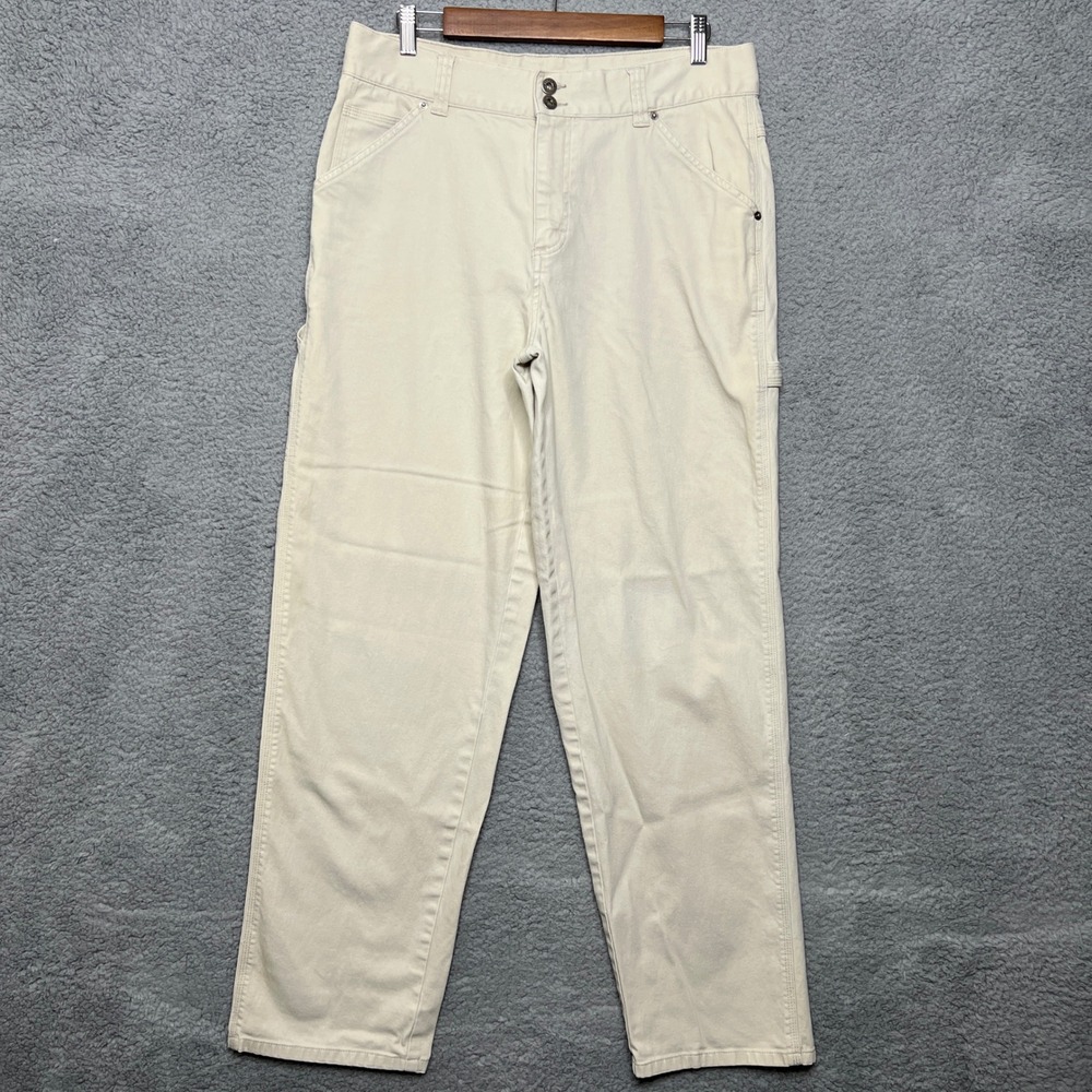 Riveted Lee Pants Women 14M Cream Carpenter High Rise Utility Workwear Painter